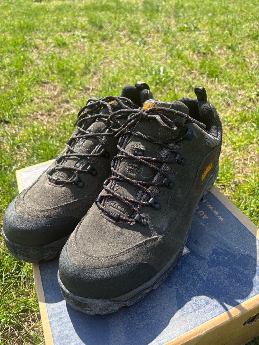 Sorel Men's Black and Yellow Low-Profile Trail Boots